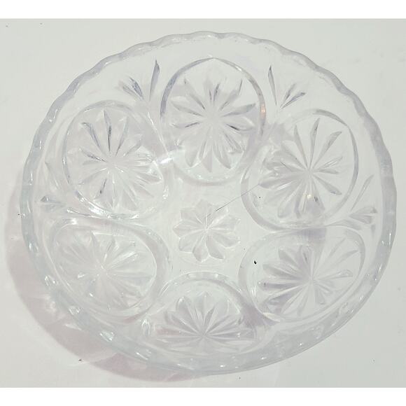 Vintage Pressed Glass Dessert Bowls Set of 6 Clear Starburst Pattern Retro - Picture 5 of 6